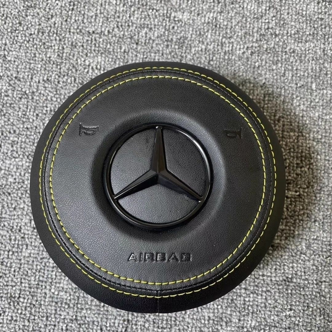 Custom-made genuine leather airbag cover and horn cover plate for Mercedes-Benz G-Class Gis AMG series, suitable for modification and upgrade.