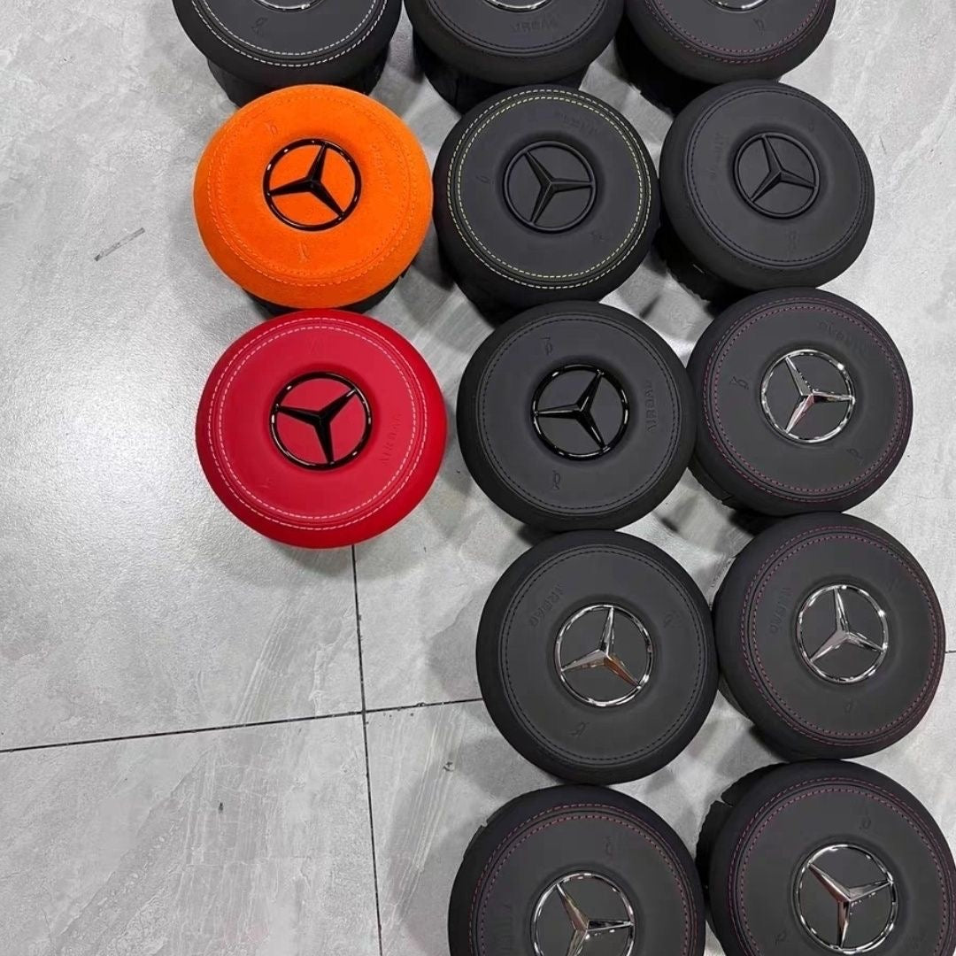 Custom-made genuine leather airbag cover and horn cover plate for Mercedes-Benz G-Class Gis AMG series, suitable for modification and upgrade.