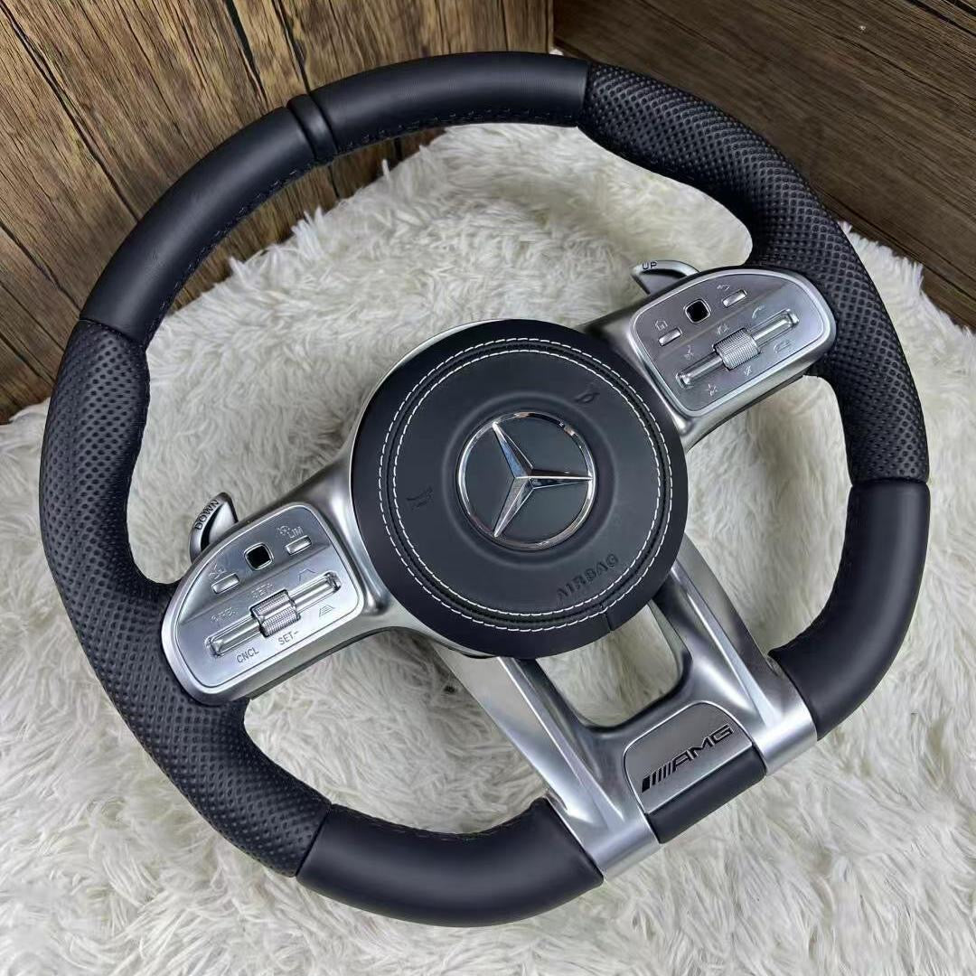 Custom-made genuine leather airbag cover and horn cover plate for Mercedes-Benz G-Class Gis AMG series, suitable for modification and upgrade.