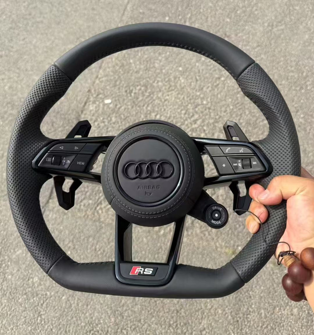 Applicable to the Audi A6 LC 8A7LA8 steering wheel cover, customizable genuine leather suede modification for the speaker cover, original cover plate.