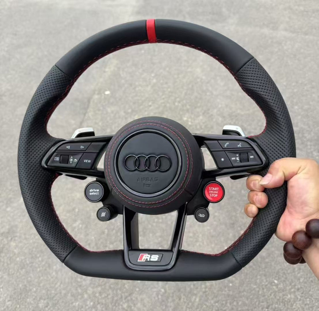 Applicable to the Audi A6 LC 8A7LA8 steering wheel cover, customizable genuine leather suede modification for the speaker cover, original cover plate.