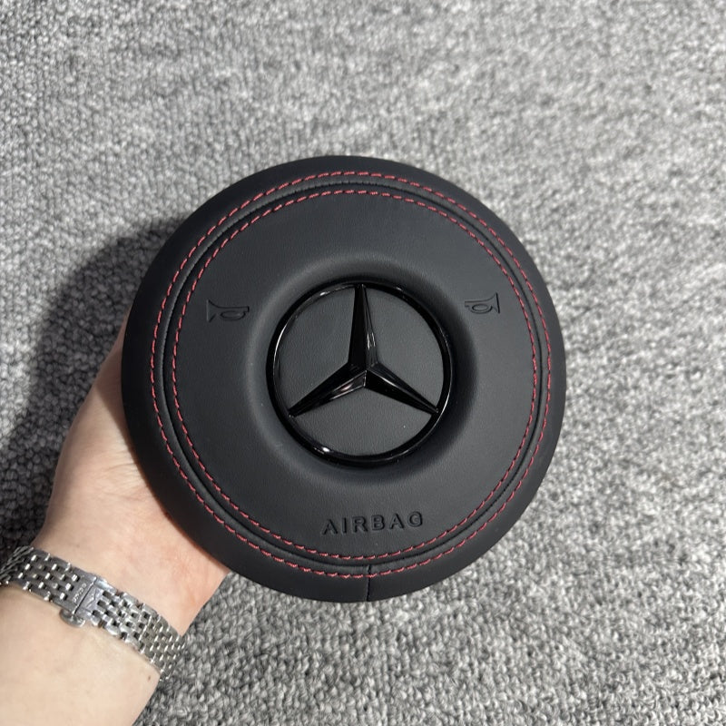 Custom-made genuine leather airbag cover and horn cover plate for Mercedes-Benz G-Class Gis AMG series, suitable for modification and upgrade.