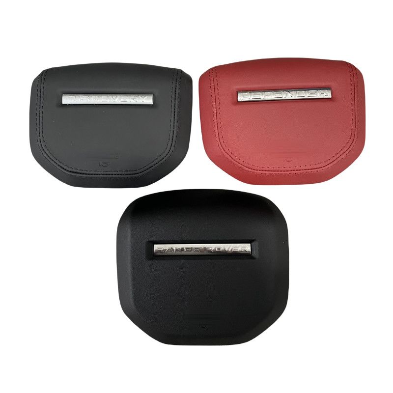Customized and adapted steering wheel cover plate for Land Rover Range Rover Discovery, Range Rover Evoque, Aurora, Defender with genuine leather and new speaker cover.