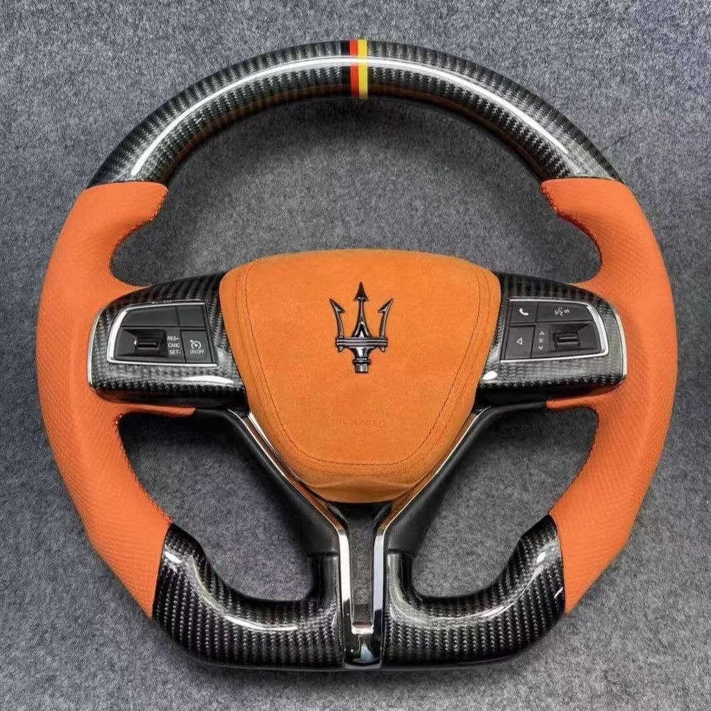 Applicable for customized steering wheel cover plates and horn covers of Maserati. Made of genuine leather imported suede. Factory direct sale.
