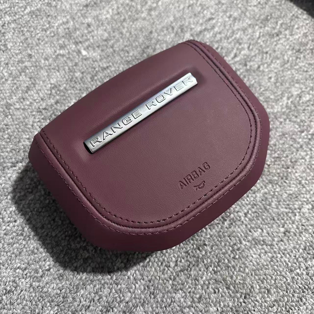 Customized and adapted steering wheel cover plate for Land Rover Range Rover Discovery, Range Rover Evoque, Aurora, Defender with genuine leather and new speaker cover.