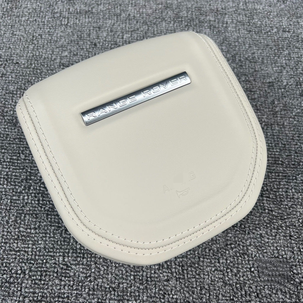 Customized and adapted steering wheel cover plate for Land Rover Range Rover Discovery, Range Rover Evoque, Aurora, Defender with genuine leather and new speaker cover.