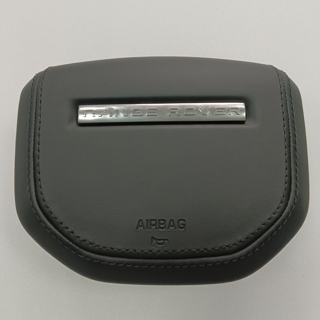 Customized and adapted steering wheel cover plate for Land Rover Range Rover Discovery, Range Rover Evoque, Aurora, Defender with genuine leather and new speaker cover.