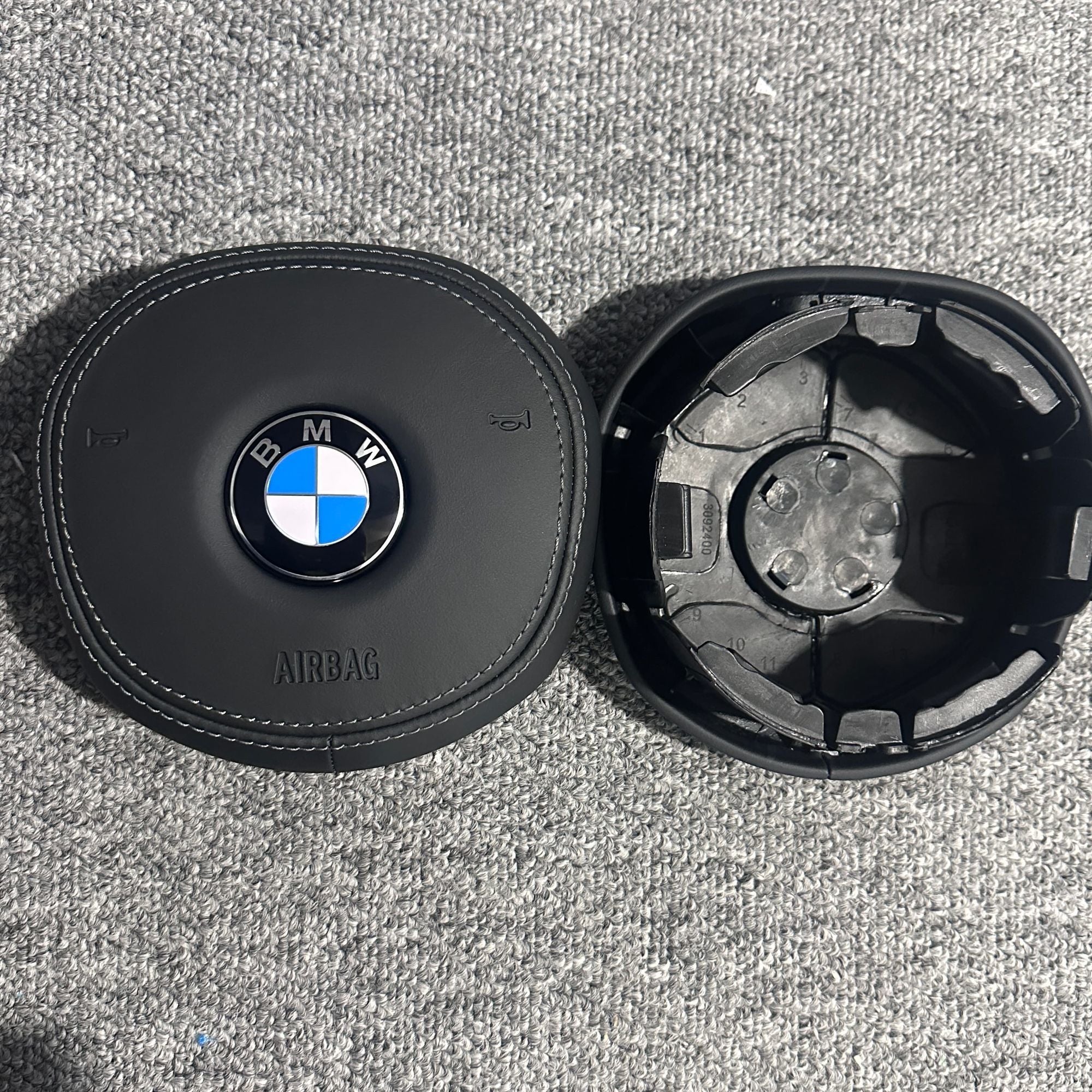 New leather speaker covers for BMW 3 Series, 5 Series and 7 Series. Customized airbag covers with logos. Personalized customization of steering wheels.