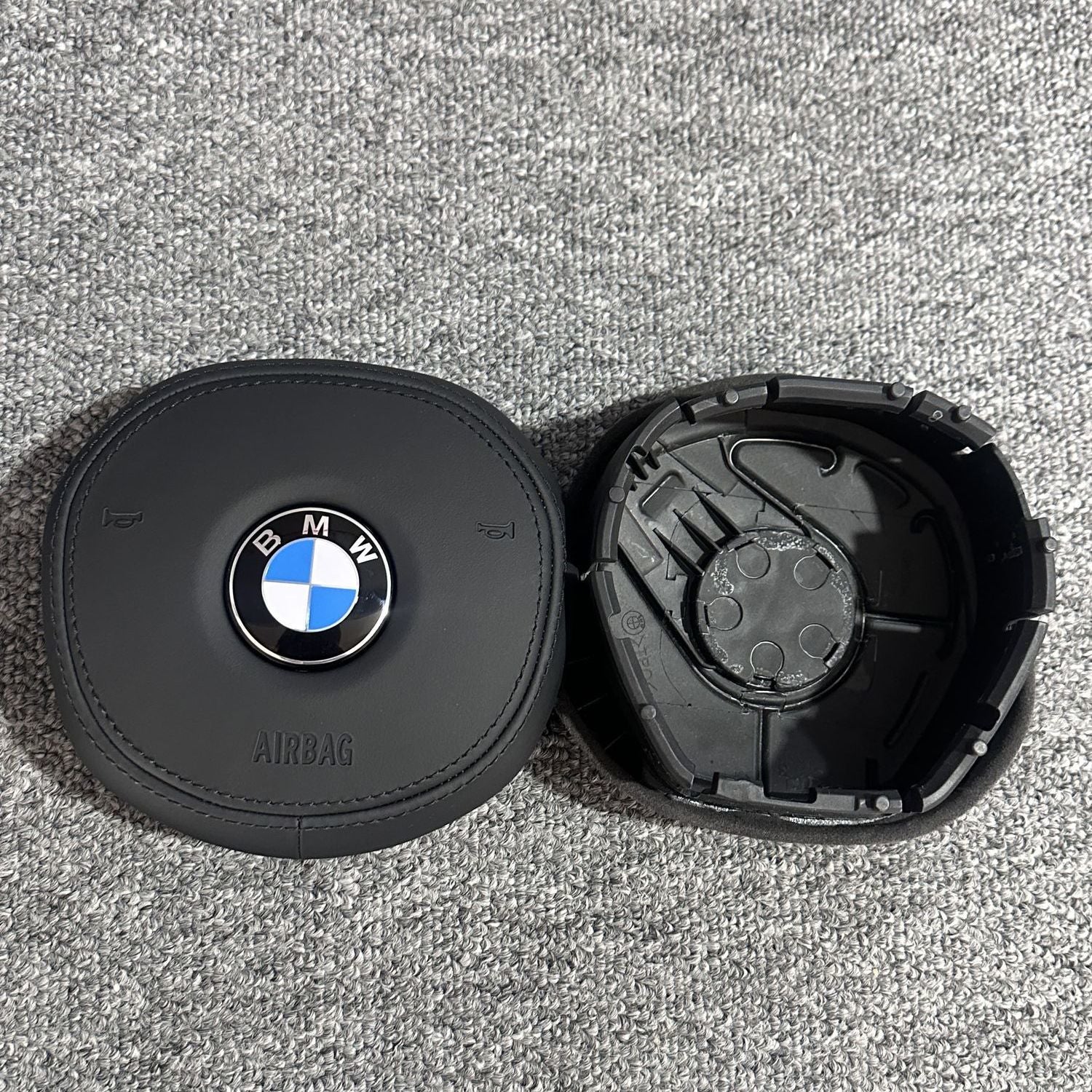 New leather speaker covers for BMW 3 Series, 5 Series and 7 Series. Customized airbag covers with logos. Personalized customization of steering wheels.