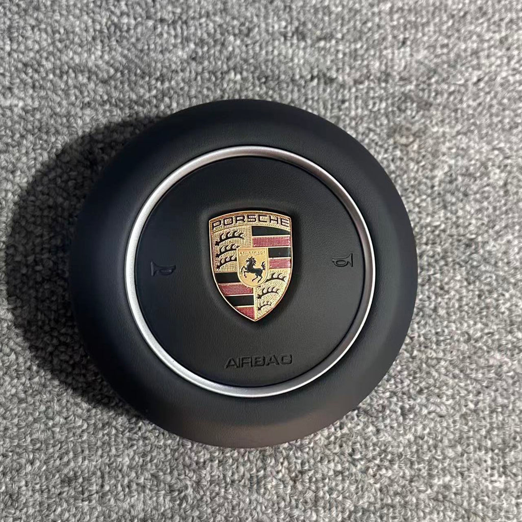 Customized leather steering wheel cover and horn cover for Porsche 718, 911, Macan, Crossover, Panamera and other models.