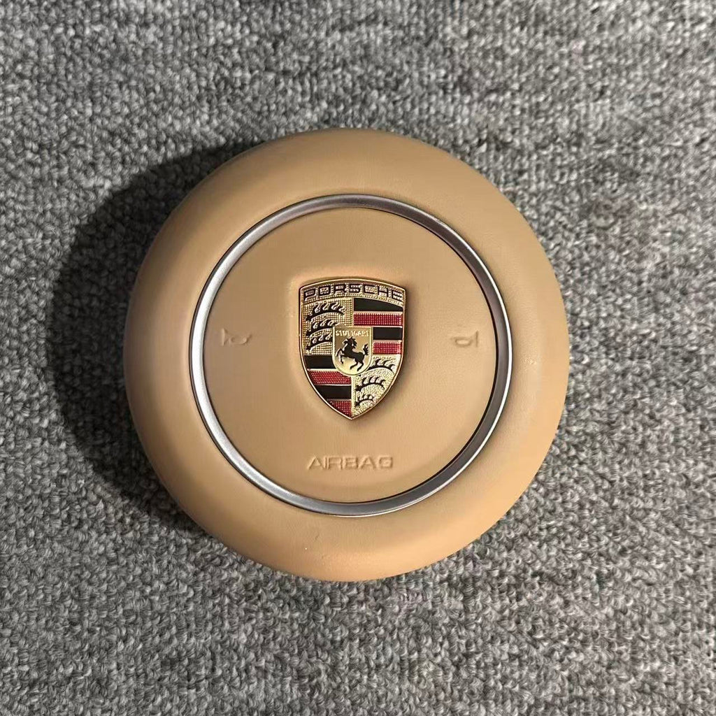 Customized leather steering wheel cover and horn cover for Porsche 718, 911, Macan, Crossover, Panamera and other models.