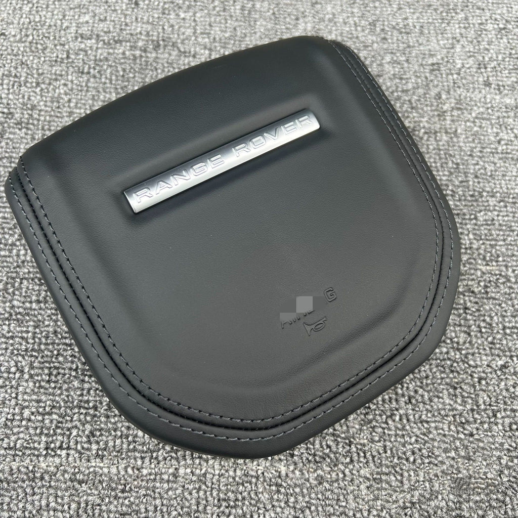 Customized and adapted steering wheel cover plate for Land Rover Range Rover Discovery, Range Rover Evoque, Aurora, Defender with genuine leather and new speaker cover.